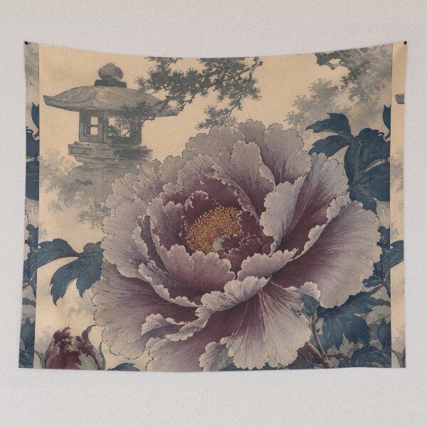 Item preview, Ink-Wash Peony - Vintage Japanese Flower Ukiyo-e Woodblock  designed and sold by bapupa.