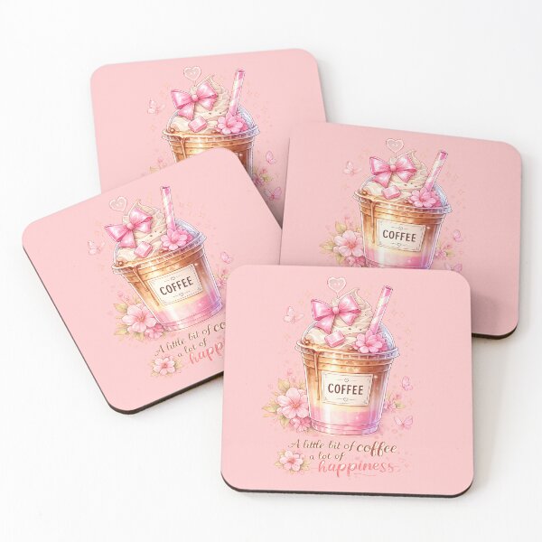 Item preview, Pastel Pink Coffee Cup Happiness designed and sold by DesignByKhayal.