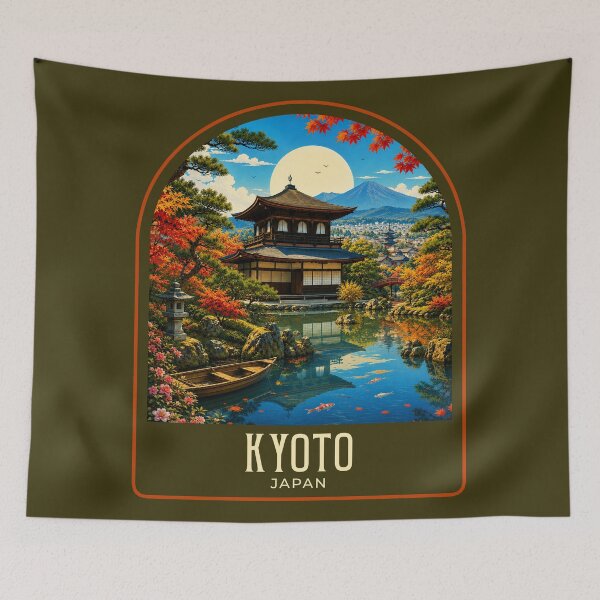Item preview, Kyoto Vintage Travel Illustration designed and sold by HomeLivingCo.
