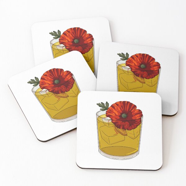 Item preview, Golden Drink With Fiery Poppy Bloom designed and sold by ShophiaCrafts.