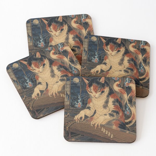 Item preview, Koto Playing Demon Cat - Vintage Japanese Ukiyo-e Woodblock  designed and sold by bapupa.
