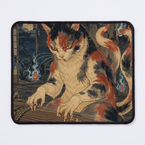 Item preview, Koto Playing Demon Cat - Vintage Japanese Ukiyo-e Woodblock designed and sold by bapupa.