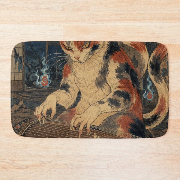 Item preview, Koto Playing Demon Cat - Vintage Japanese Ukiyo-e Woodblock  designed and sold by bapupa.
