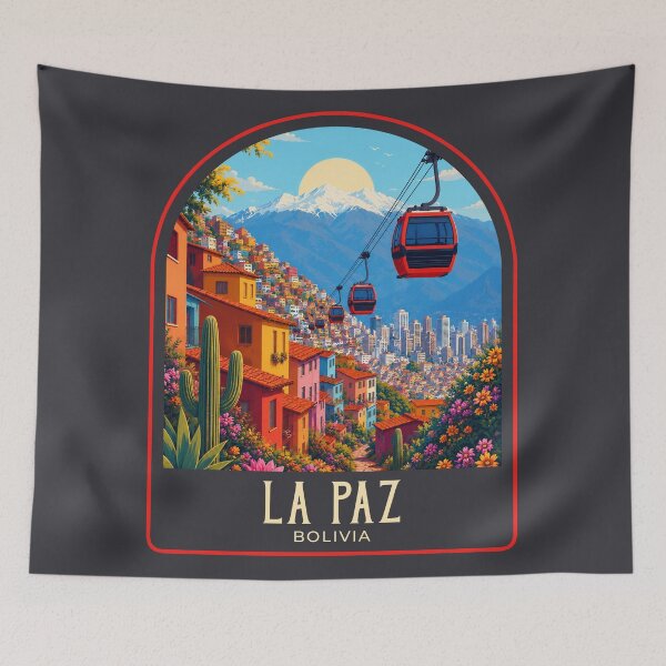 Artikelvorschau, La Paz Vintage Reiseillustration entworfen und verkauft von HomeLivingCo.