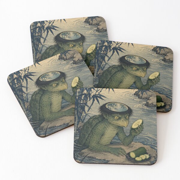 Item preview, Kappa's Cucumber Pond - Vintage Japanese Folklore Ukiyo-e Woodblock  designed and sold by bapupa.
