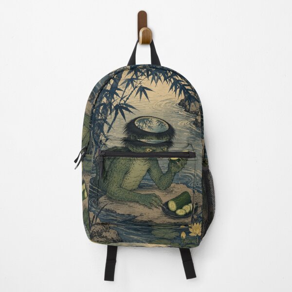 Item preview, Kappa's Cucumber Pond - Vintage Japanese Folklore Ukiyo-e Woodblock  designed and sold by bapupa.