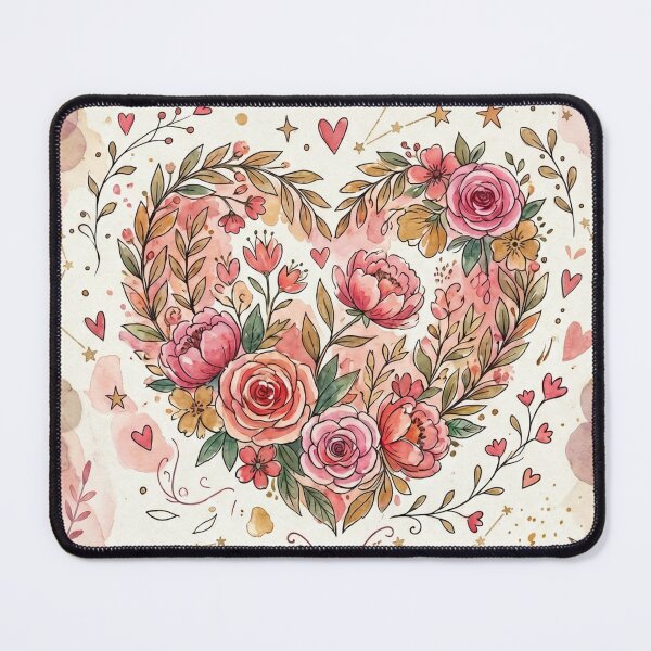 Item preview, Floral Heart Watercolor – Love Birds Romantic Botanical Print designed and sold by AuraShift.