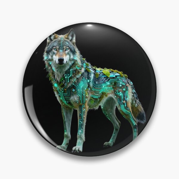 Item preview, Neon Biomechanical Wolf Glowing Circuit Board Art designed and sold by Shape-Forge.