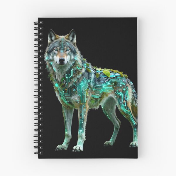 Item preview, Neon Biomechanical Wolf Glowing Circuit Board Art designed and sold by Shape-Forge.