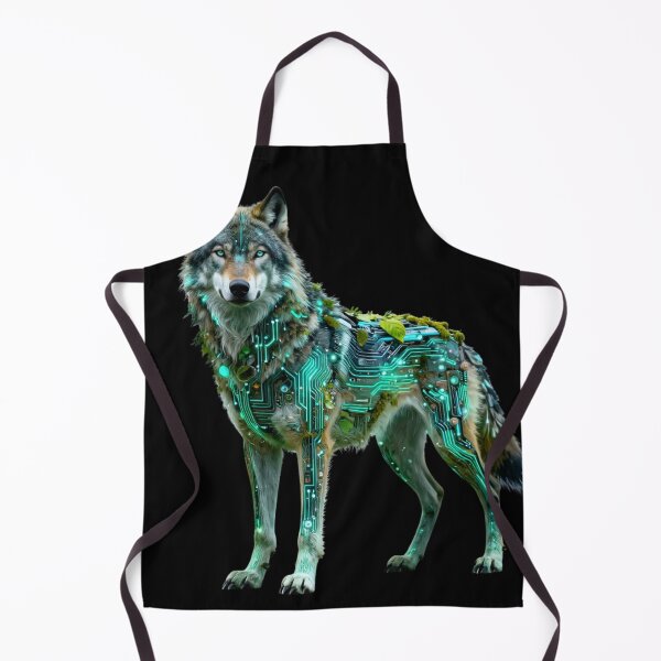 Item preview, Neon Biomechanical Wolf Glowing Circuit Board Art designed and sold by Shape-Forge.