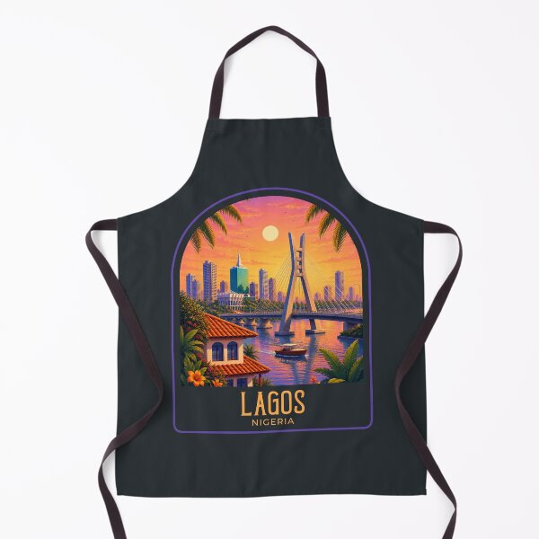 Item preview, Lagos Nigeria Vintage Travel Illustration designed and sold by HomeLivingCo.