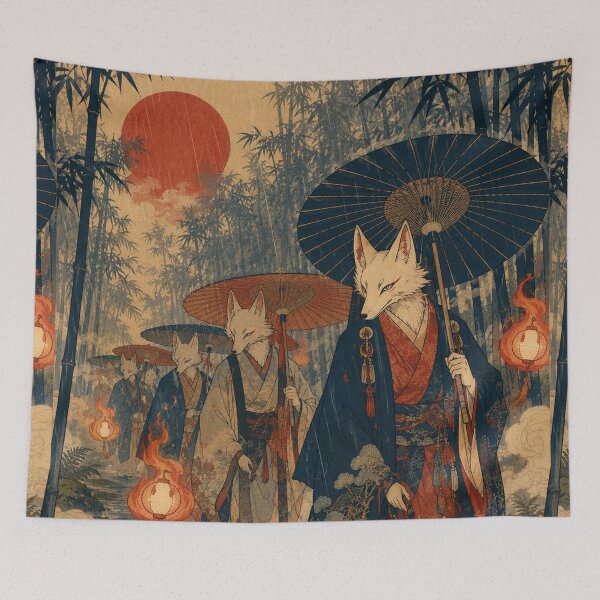 Item preview, Kitsune's Wedding Procession - Vintage Japanese Folklore Ukiyo-e Woodblock  designed and sold by bapupa.