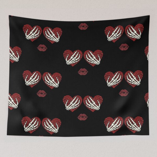 Item preview, Skeleton Hands Red Leopard Hearts & Lips designed and sold by DesignByKhayal.