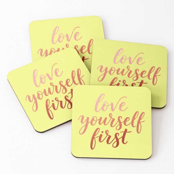 Item preview, Love Yourself First Cute Rose Gold Gradient Typography Aesthetic Quotes designed and sold by bvdesignart.