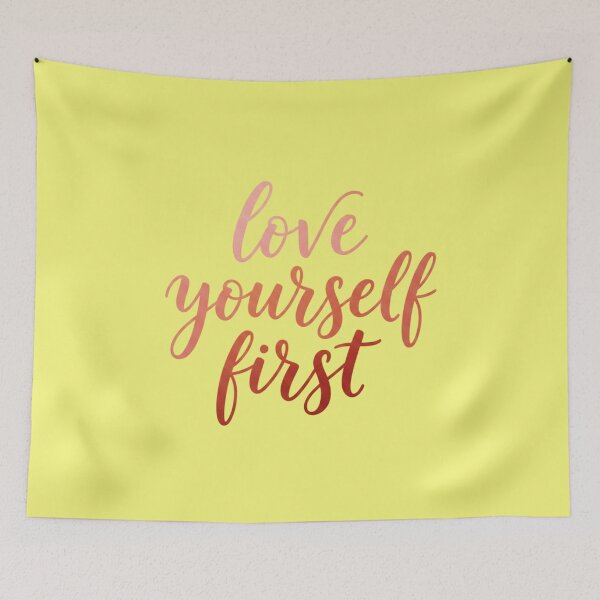 Item preview, Love Yourself First Cute Rose Gold Gradient Typography Aesthetic Quotes designed and sold by bvdesignart.