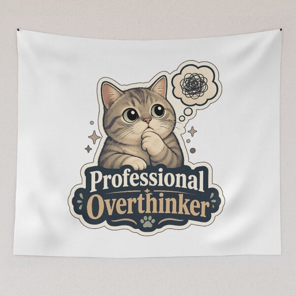 Item preview, Professional Overthinker Cat Meme Design designed and sold by ArtsyExplorer.