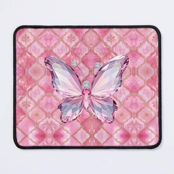 Item preview, Pink Crystal Butterfly on Elegant Pattern designed and sold by DesignByKhayal.