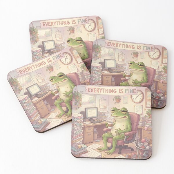 Item preview, Everything Is Fine Tired Frog Office Worker designed and sold by SoftAuraStudi0.