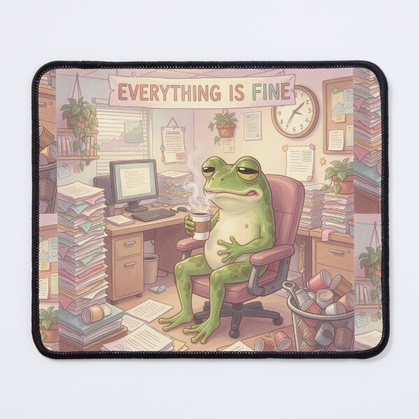 Item preview, Everything Is Fine Tired Frog Office Worker designed and sold by SoftAuraStudi0.
