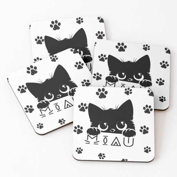 Item preview, Cute Peeking Black Cat with Paw Prints - Miau designed and sold by DesignByKhayal.