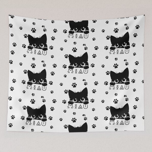 Item preview, Cute Peeking Black Cat with Paw Prints - Miau designed and sold by DesignByKhayal.