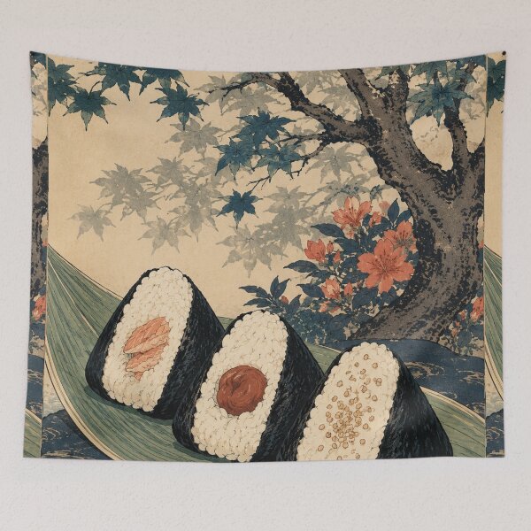 Item preview, Onigiri Picnic - Vintage Japanese Food Ukiyo-e Woodblock  designed and sold by bapupa.