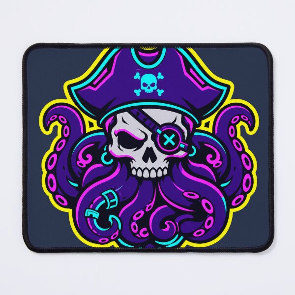 Item preview, Neon Pirate Octopus Skull Mascot designed and sold by Idans.
