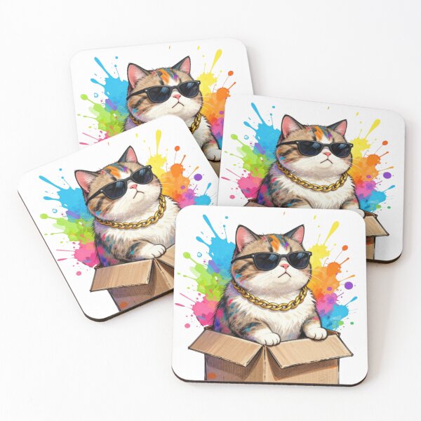 Item preview, Cool Cat in a Box Sunglasses Gold Chain Est 2026 designed and sold by ANoelleART.