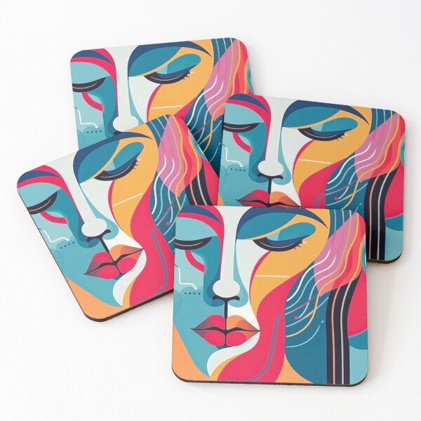 Item preview, Abstract Cubist Woman Face Portrait Pop Art designed and sold by jttrends.