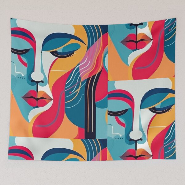 Item preview, Abstract Cubist Woman Face Portrait Pop Art designed and sold by jttrends.