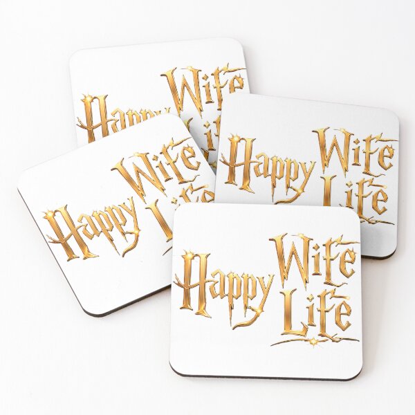 Item preview, Happy Wife Happy Life Gold Fantasy Typography designed and sold by OutBox-.