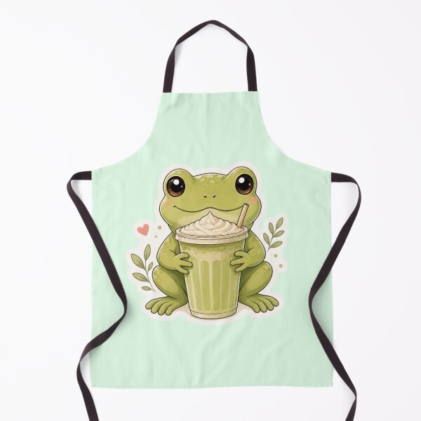 Item preview, Cute Matcha Frog with Latte designed and sold by TessHandmadeCreation .
