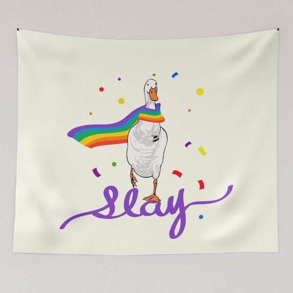 Item preview, Silly Goose Slay – Rainbow Pride Humor Illustration designed and sold by MaiZephyr.