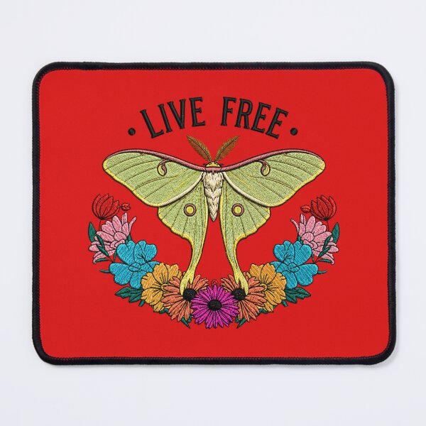 Item preview, Live Free Luna Moth Embroidery Design | Vintage Boho Moth Floral Art | Cottagecore Nature Aesthetic designed and sold by ColorSplash123.