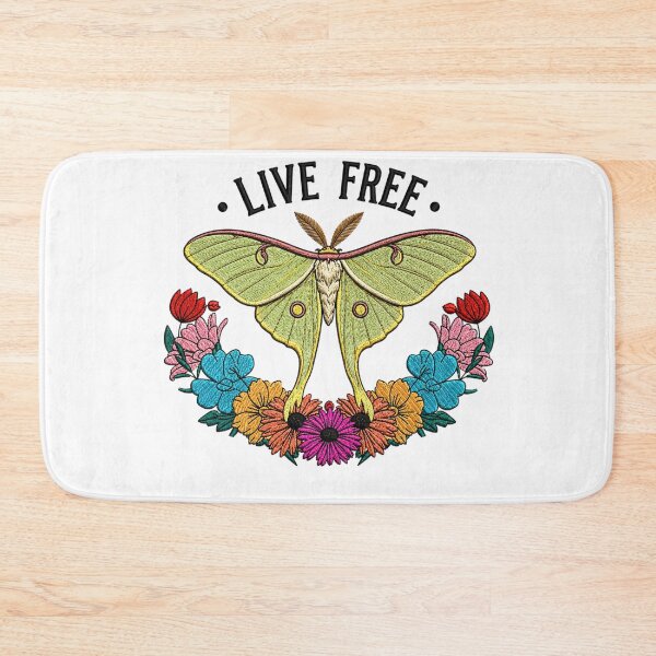 Item preview, Live Free Luna Moth Embroidery Design | Vintage Boho Moth Floral Art | Cottagecore Nature Aesthetic designed and sold by ColorSplash123.