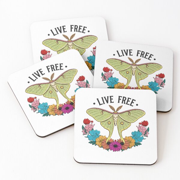 Item preview, Live Free Luna Moth Embroidery Design | Vintage Boho Moth Floral Art | Cottagecore Nature Aesthetic designed and sold by ColorSplash123.