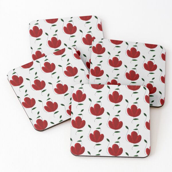 Item preview, Cute aesthetic vintage tripetal cherry red lucky clover floral design  designed and sold by Shukasya-Arts.