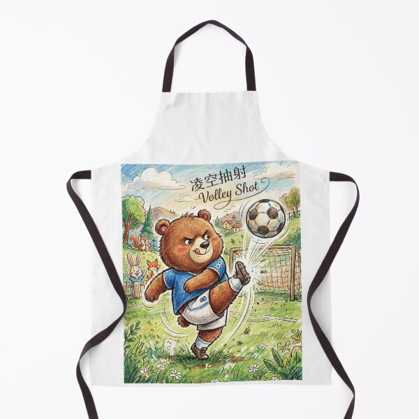 Item preview, Fierce Soccer Bear Volley Shot Illustration designed and sold by TaiwanMemory.