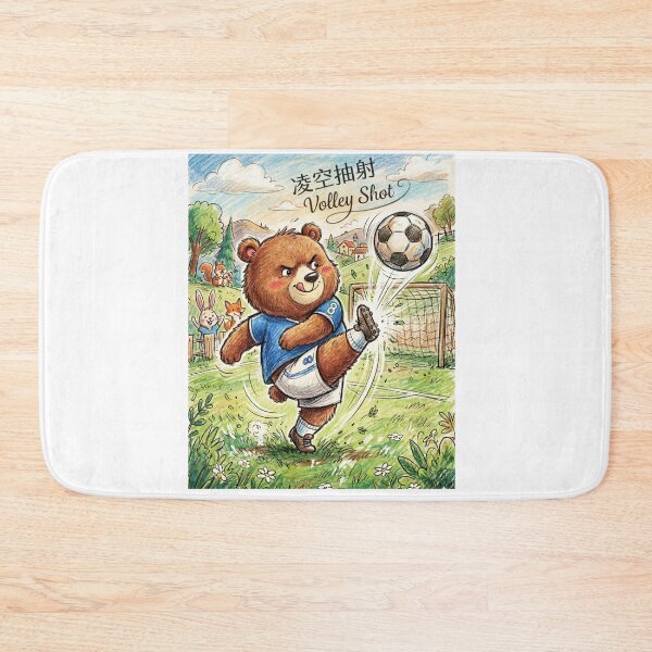 Item preview, Fierce Soccer Bear Volley Shot Illustration designed and sold by TaiwanMemory.