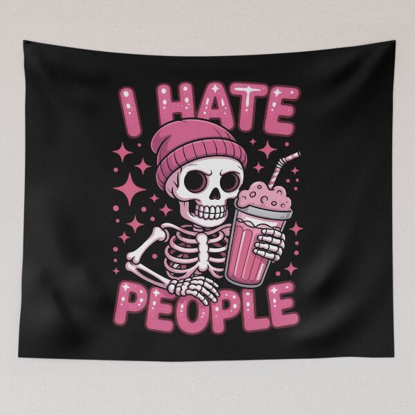 Item preview, I Hate People Spooky Snarky Skeleton Iced Coffee Halloween designed and sold by SapfireStuArt.