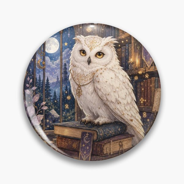 Artikelvorschau, A dreamy fantasy scene depicts an elegant white owl entworfen und verkauft von CozyAnimalArt.