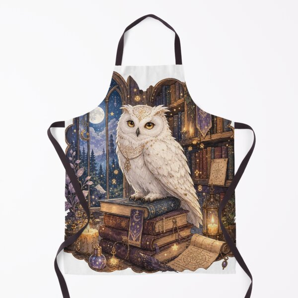 Item preview, A dreamy fantasy scene depicts an elegant white owl designed and sold by CozyAnimalArt.
