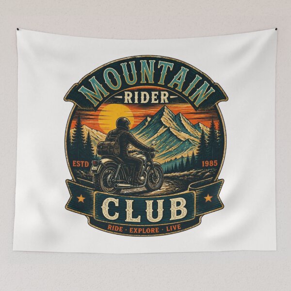 Item preview, Copy of Mountain Rider Club Vintage Motorcycle Adventure T-Shirt Design designed and sold by RelateAndTee.