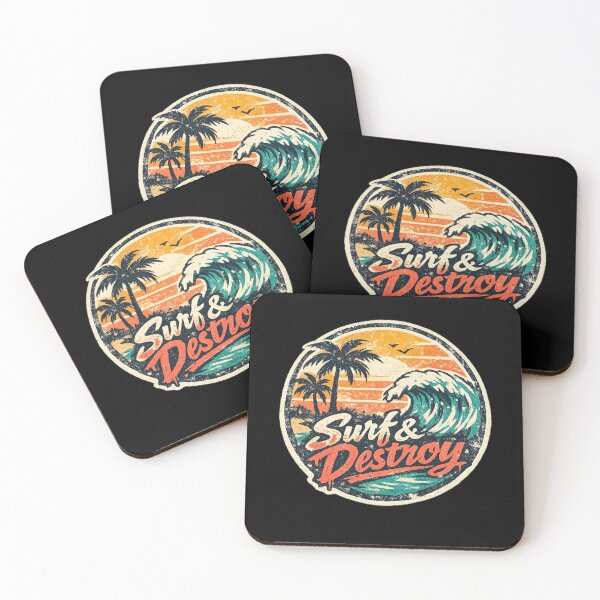 Item preview, Retro Surf Sunset Wave Destroy Vibes designed and sold by RetroDistrict87.