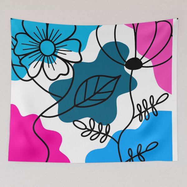 Item preview, Blue And Pink Boho Floral Minimalism designed and sold by Sartoris Art.