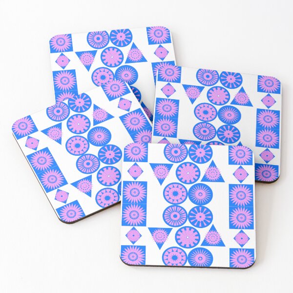 Item preview, Blue and Pink Geometric Floral Seamless Pattern with Abstract Shapes designed and sold by Ei-Ei.