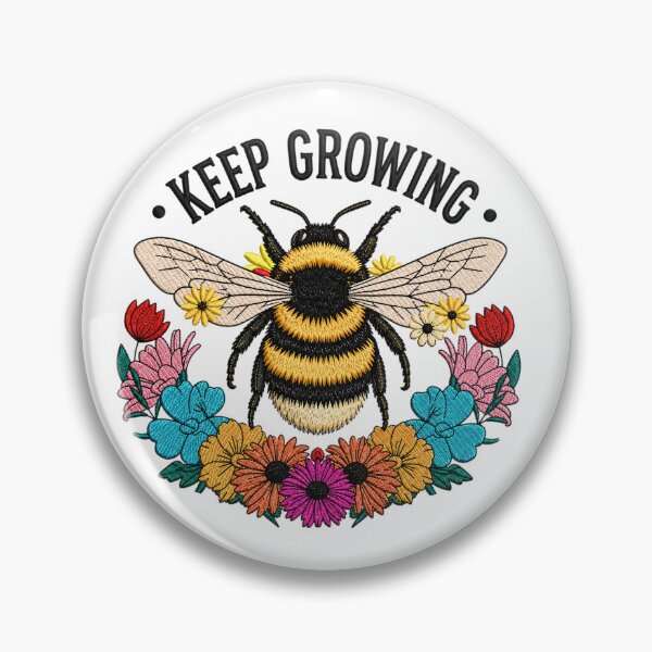 Item preview, Keep Growing Bumblebee Embroidery Design | Vintage Boho Bee Floral Art | Cottagecore Nature Aesthetic designed and sold by ColorSplash123.