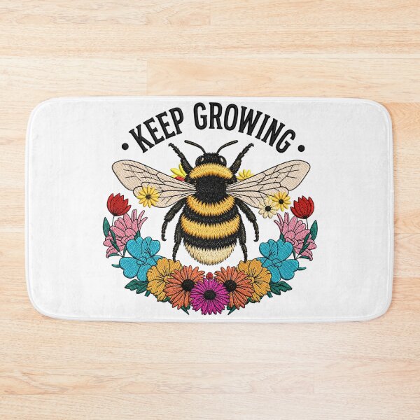 Item preview, Keep Growing Bumblebee Embroidery Design | Vintage Boho Bee Floral Art | Cottagecore Nature Aesthetic designed and sold by ColorSplash123.