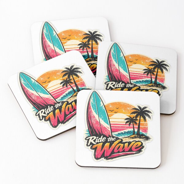 Item preview, ride the wave retro surf sunset designed and sold by RetroDistrict87.