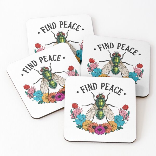 Item preview, Find Peace Fly Embroidery Design | Vintage Boho Insect Floral Art | Cottagecore Nature Aesthetic designed and sold by ColorSplash123.